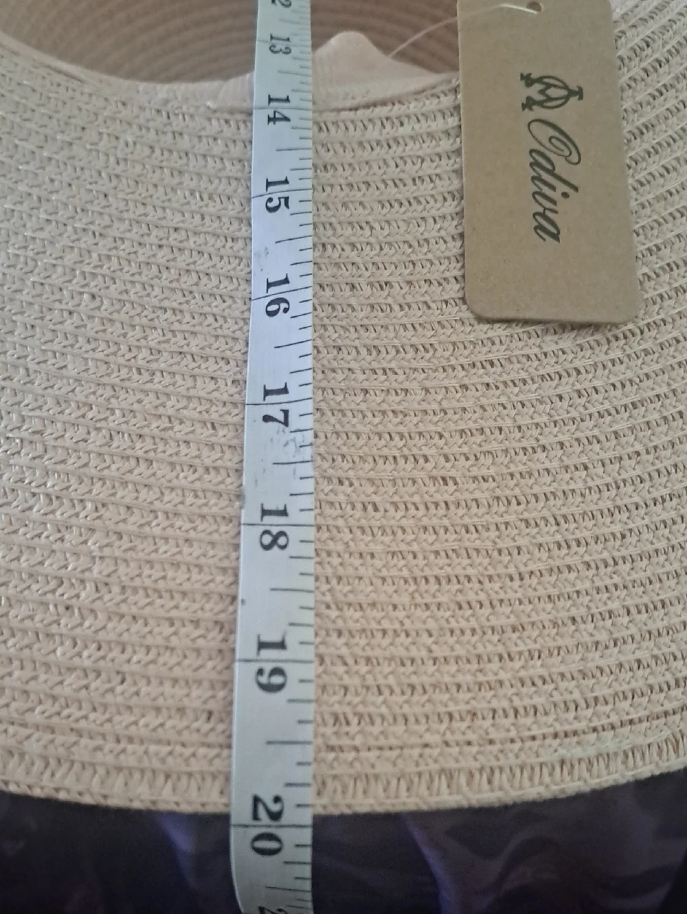Diva Beige Wide Brim Sun Hat with Purple Floral Bow